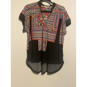 𝅺ONE World Pullover Tunic Blouse Colorful Sz Medium